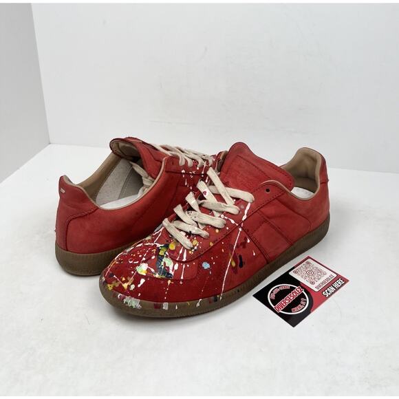 Size 40EU/7US - Maison Margiela GAT Red Paint Splatter Sneakers🎨 Retail $750!